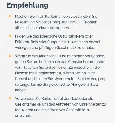 Kurkuma - Empfehlung